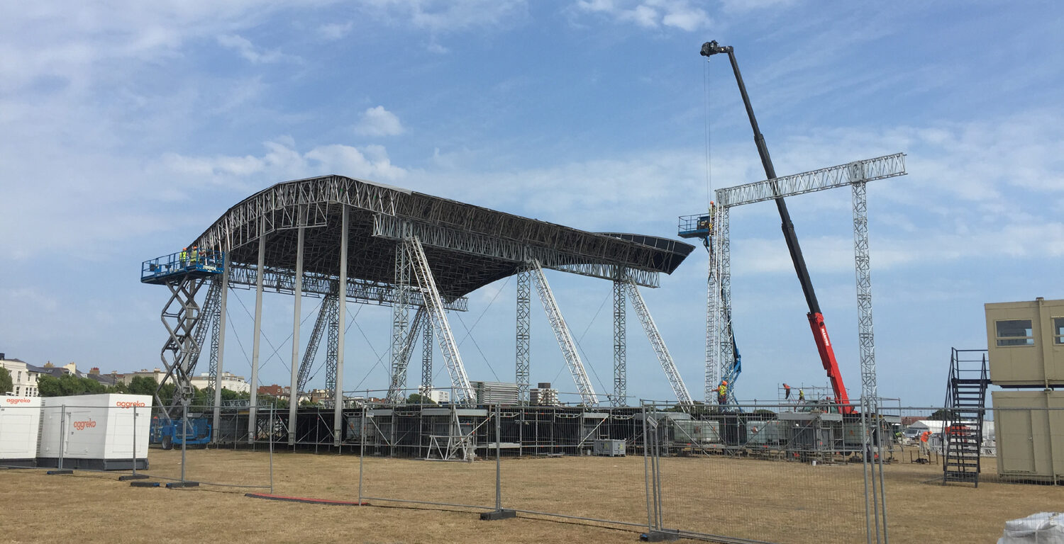 Main stage build, Americas Cup World Series Fanzone, 2015, Production Management and Stage Management by Victorious Events